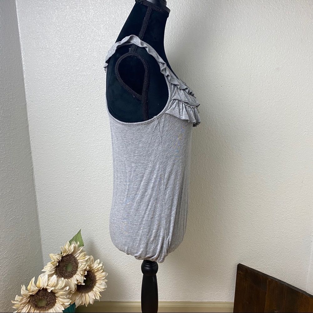 Gray Tank with Ruffle Neckline - Medium - Picture 5 of 7